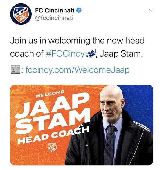 FC Cincinnati posted a picture of the wrong coach