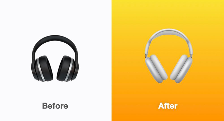 The new headphone emoji resembles Apple AirPods Max