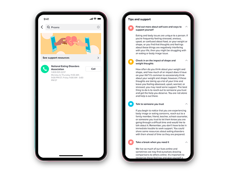New TikTok features to support users dealing with eating disorders