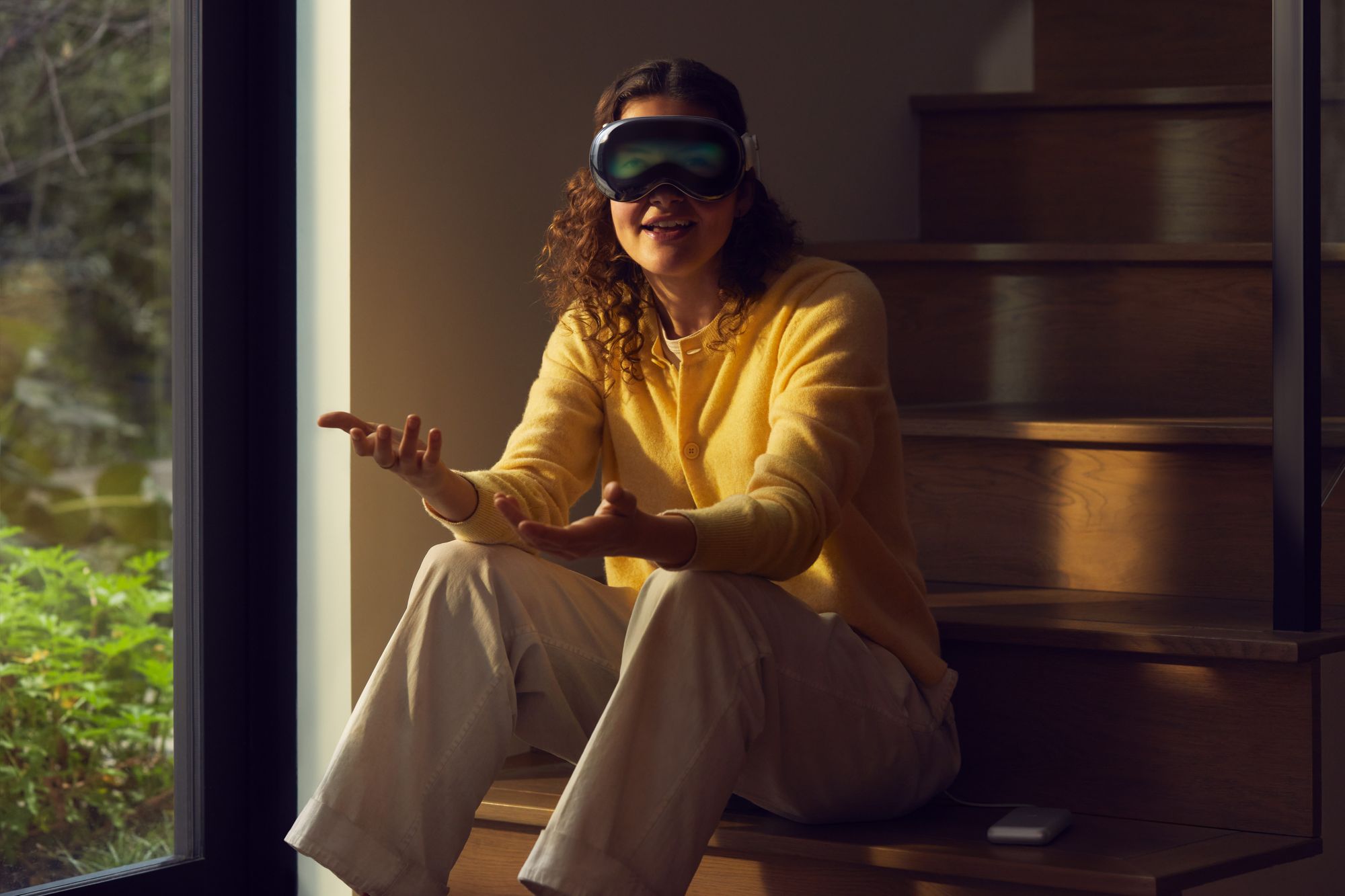 Apple Vision Pro AR headset on a person