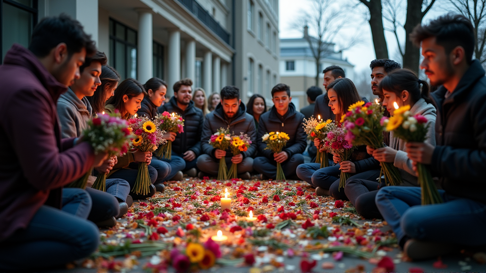 チャーリー・カークへの心からの賛辞：支持者たちが花と祈りを捧げる
