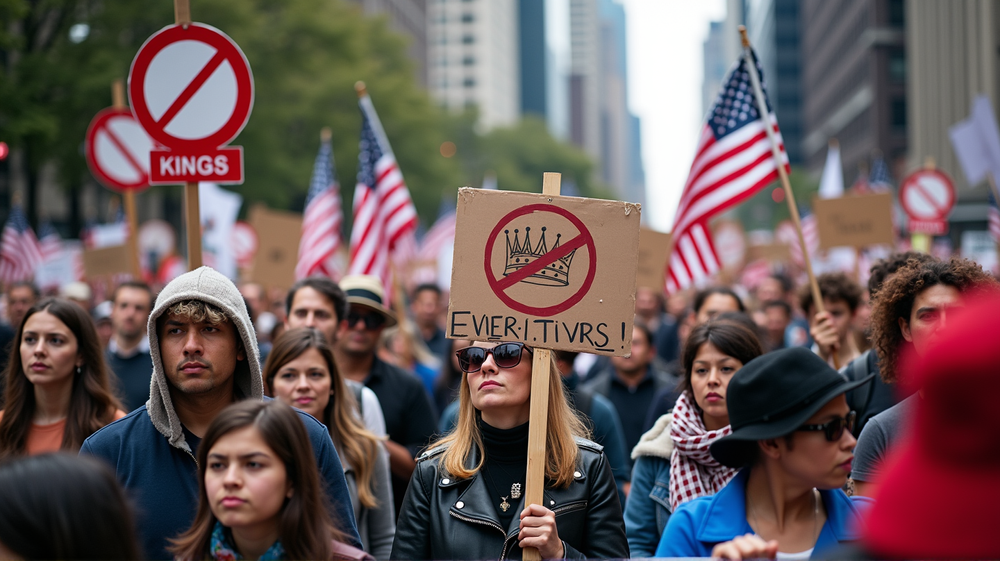 全国で開催された「No Kings」抗議デモでトランプに反対する数百万人