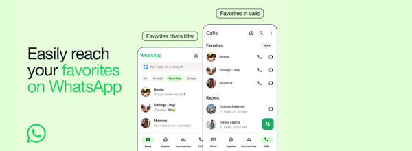 WhatsApp、重要な連絡先やグループに簡単にアクセスするための「お気に入り」を導入