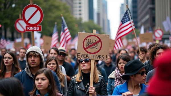 全国で開催された「No Kings」抗議デモでトランプに反対する数百万人